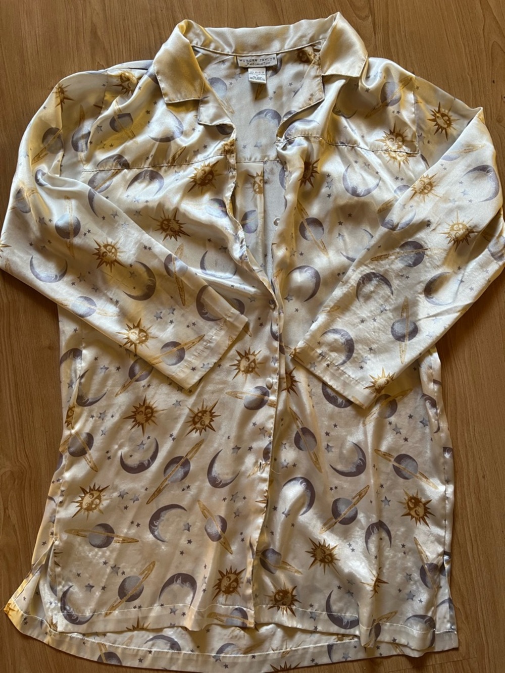 Morgan Taylor nightie pajama with Gold Sun & Gray Moon Print boho hippie